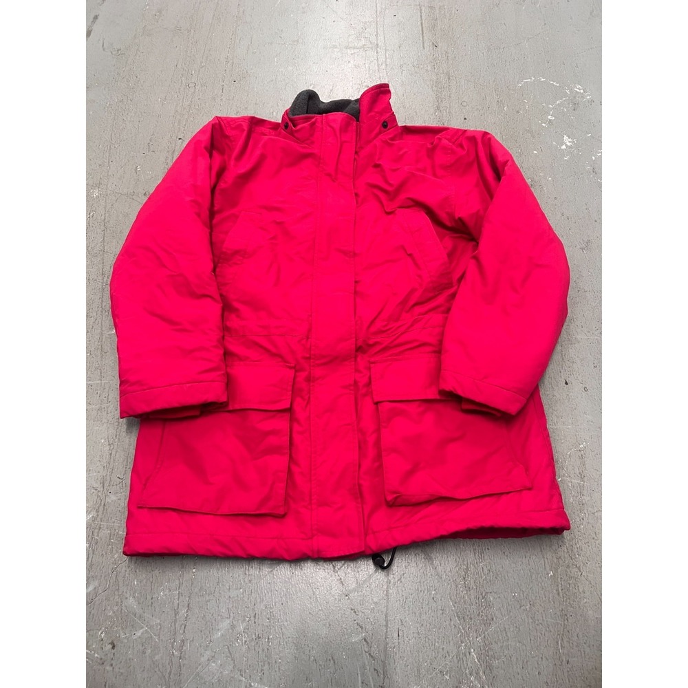 Lands' End Jacket Womens Medium 10-12 Regular Red Fleece Lined Full Zip Outdoor